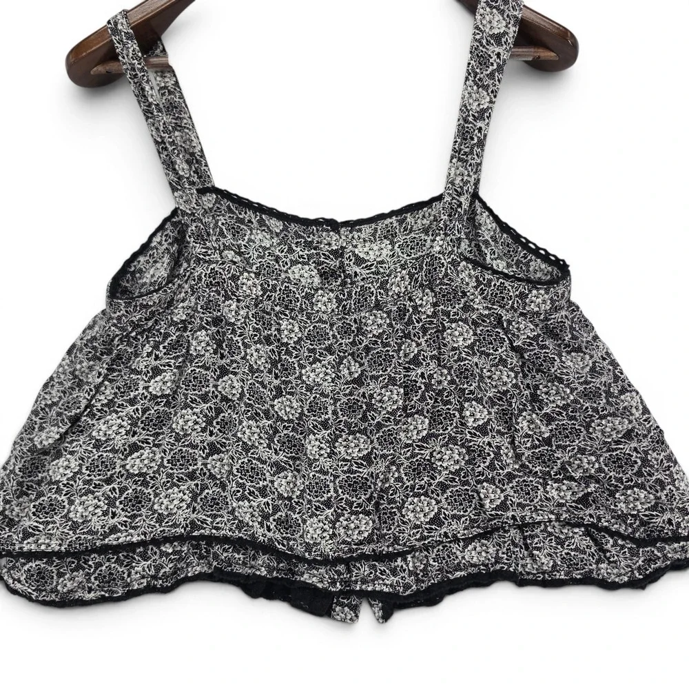 Free People Floral Cold Shoulder Crop Top Medium Boho Cottagecore Festival